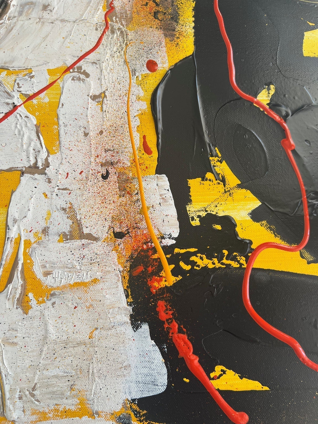 Tableau moderne noir et jaune -  “Éclat urbain” -fait main