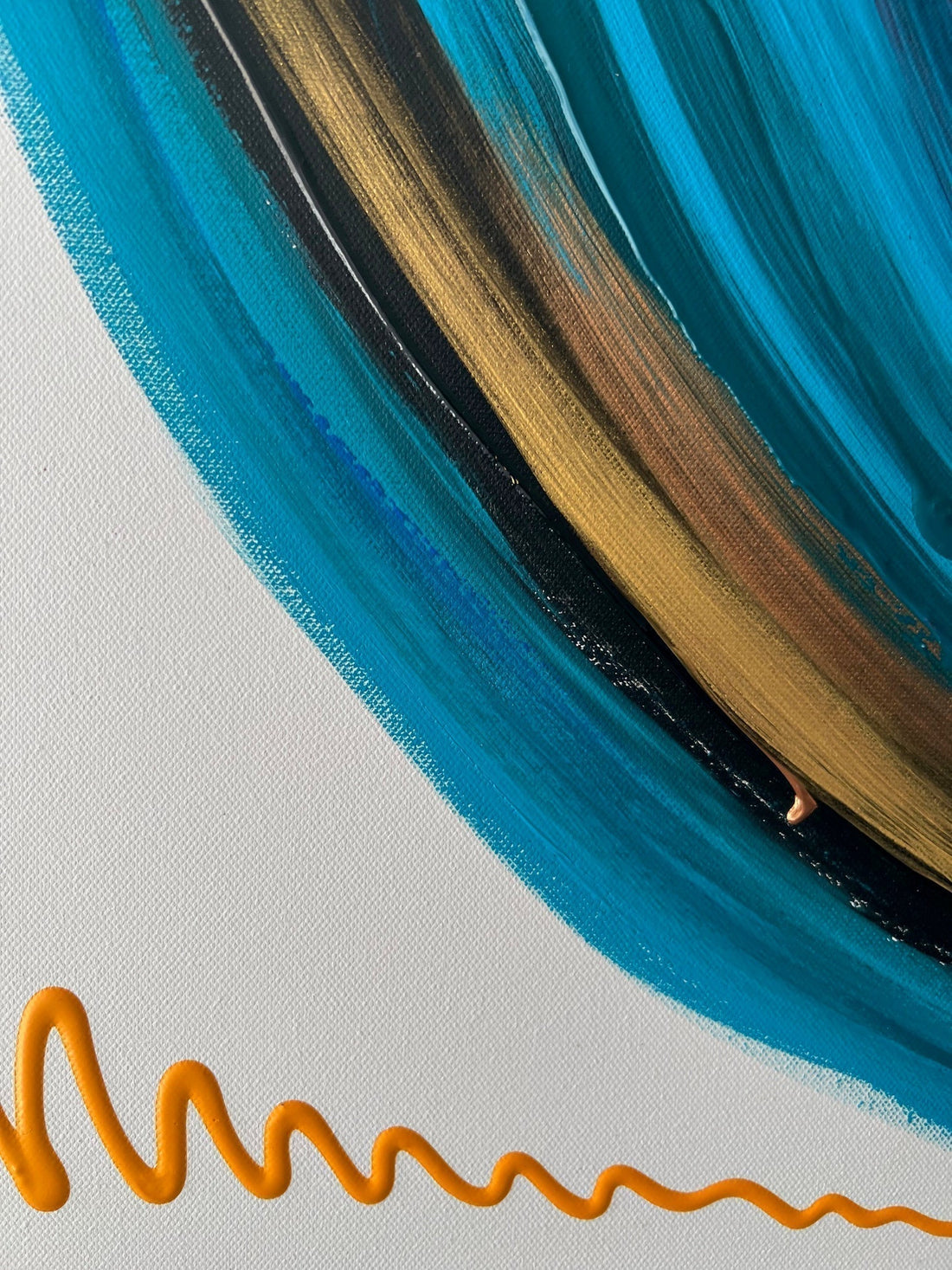 Tableau abstrait vert et cuivre  – peinture moderne faite main