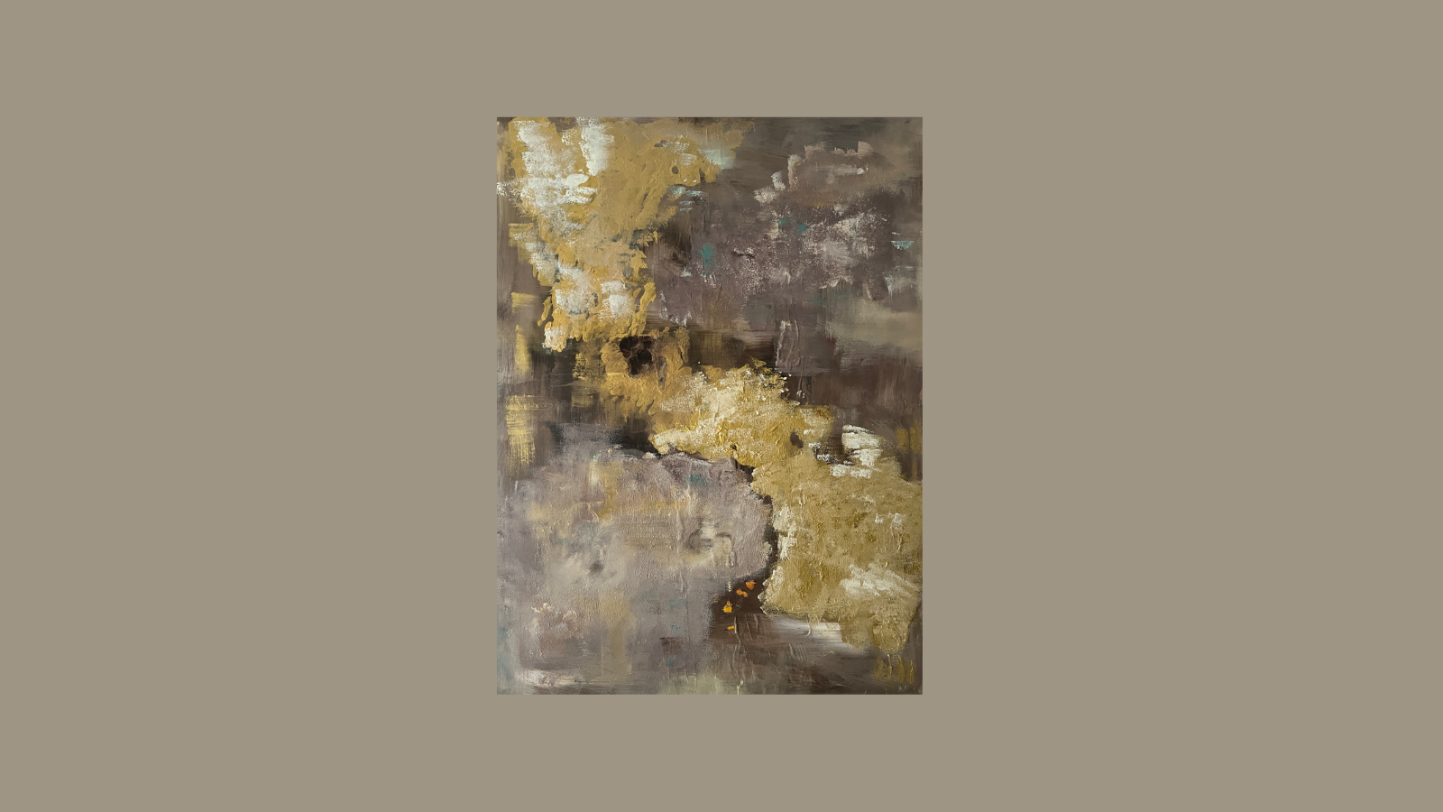 Tableau abstrait marron et or – création faite main