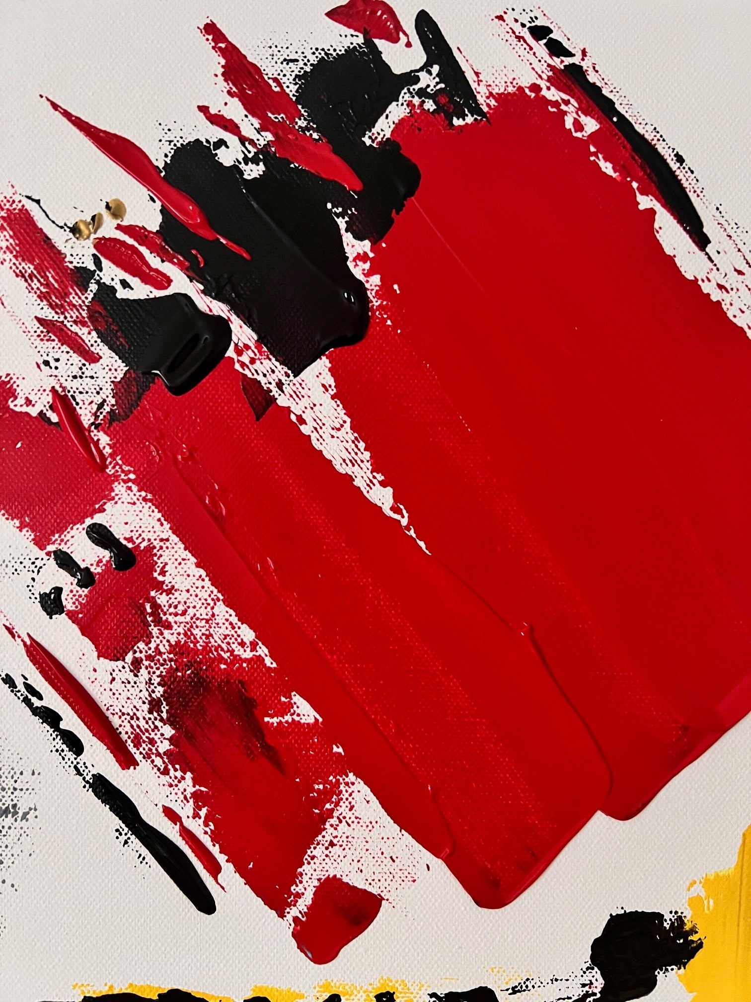 création abstraite moderne palette gris rouge jaune peintre créateur Biacha