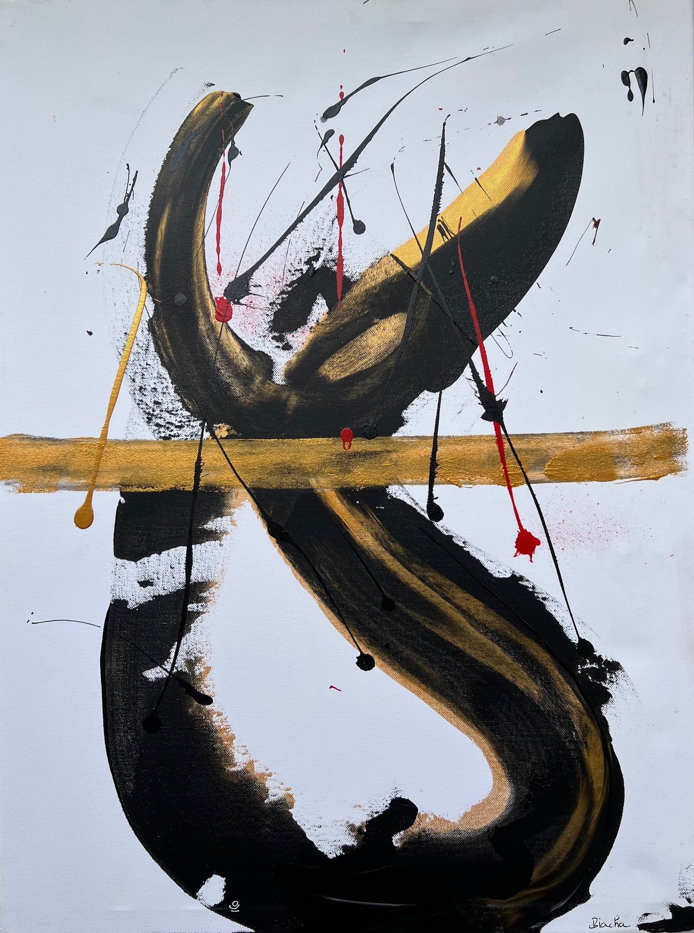 Tableau fait main  or et noir – œuvre unique sur toile