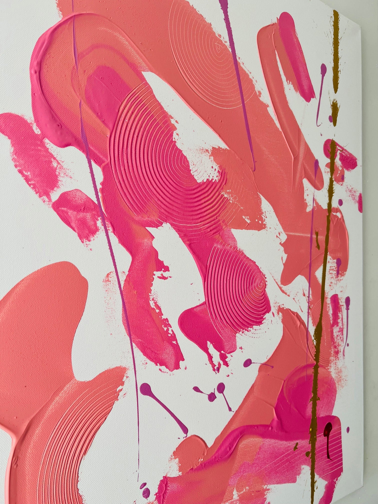 Tableau abstrait rose – Peinture acrylique faite main