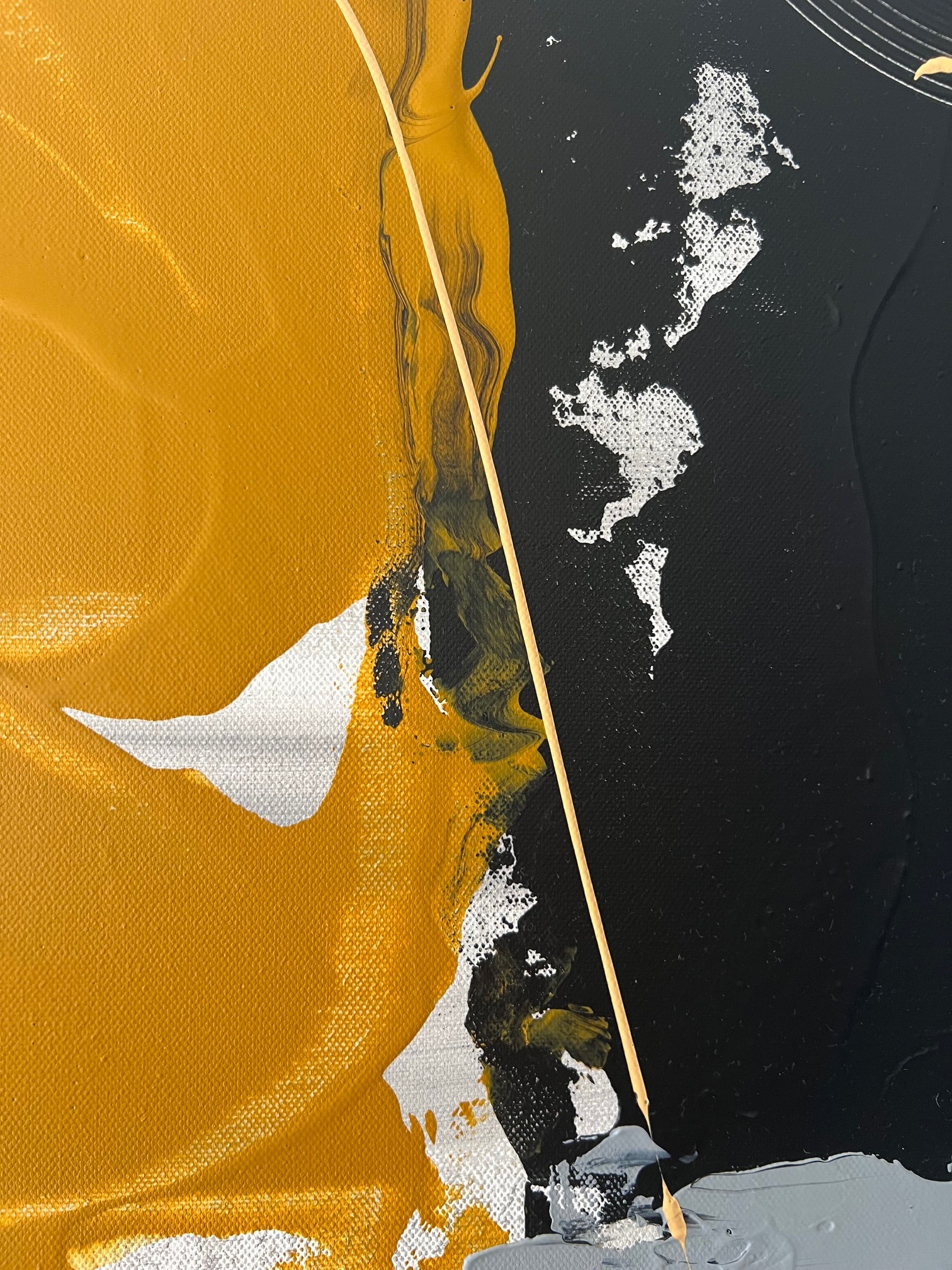 Tableau abstrait en relief noir marron blanc