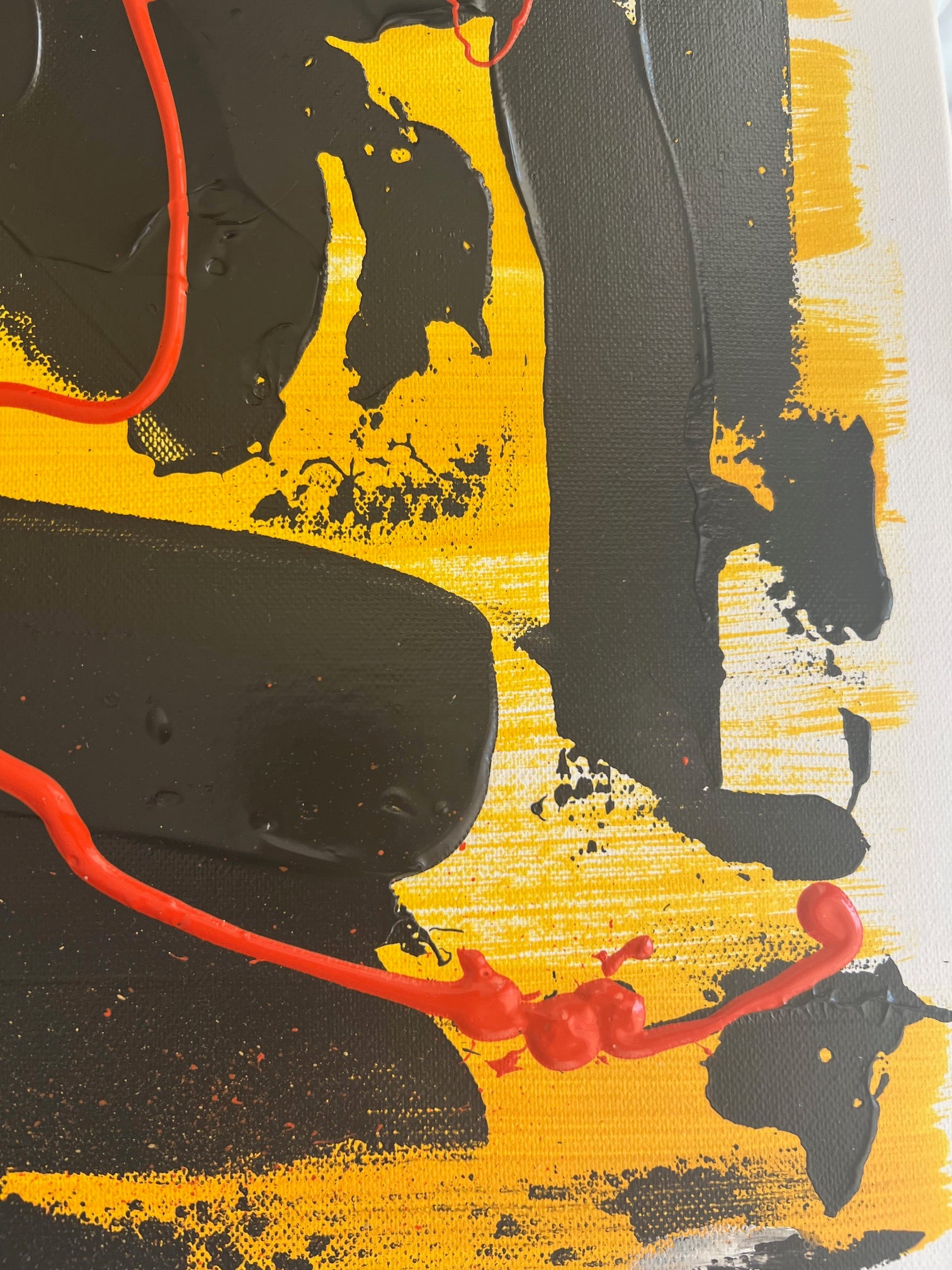 Tableau Moderne en Relief Or, Jaune, Blanc, Noir
