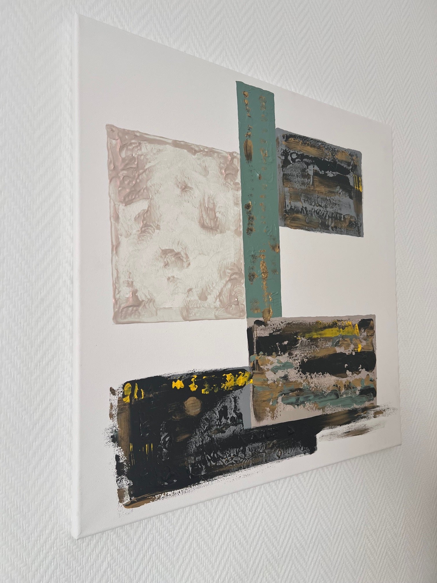idee decoration murale noir vert or tableau design maison contemporaine