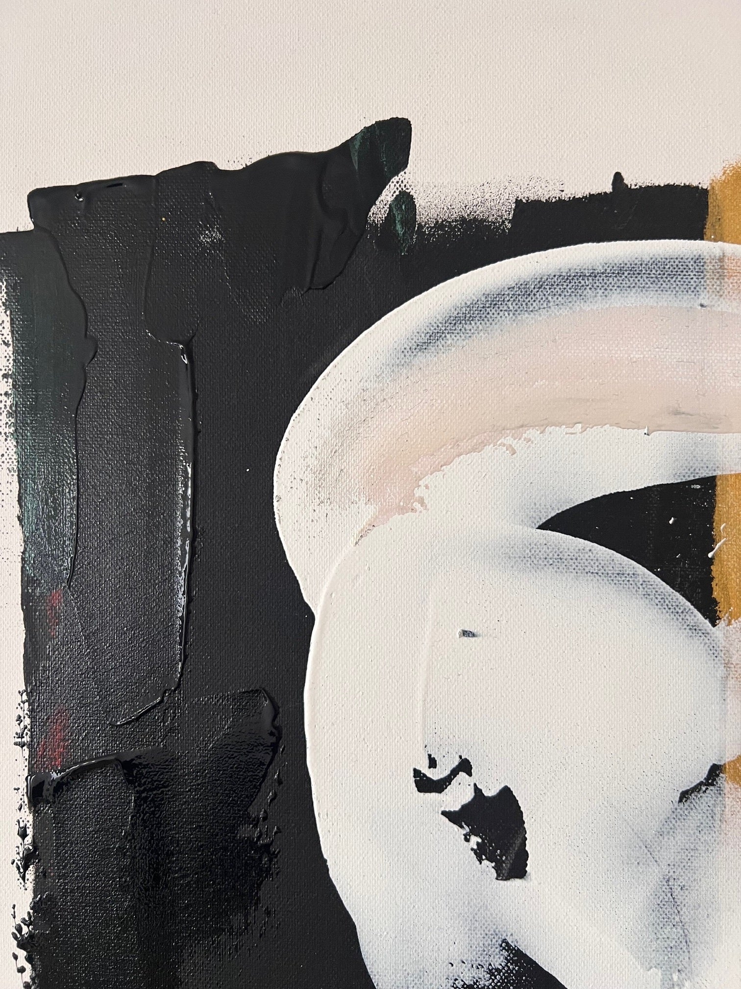 oeuvre abstraite design mural noir blanc or  décoration moderne