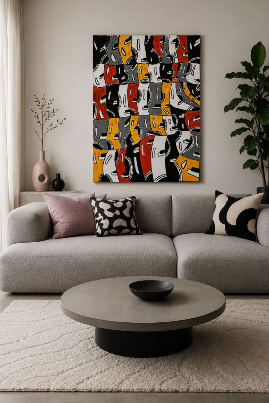 oeuvre abstriate  fraphique  colorée  ppour decoration murale moderne