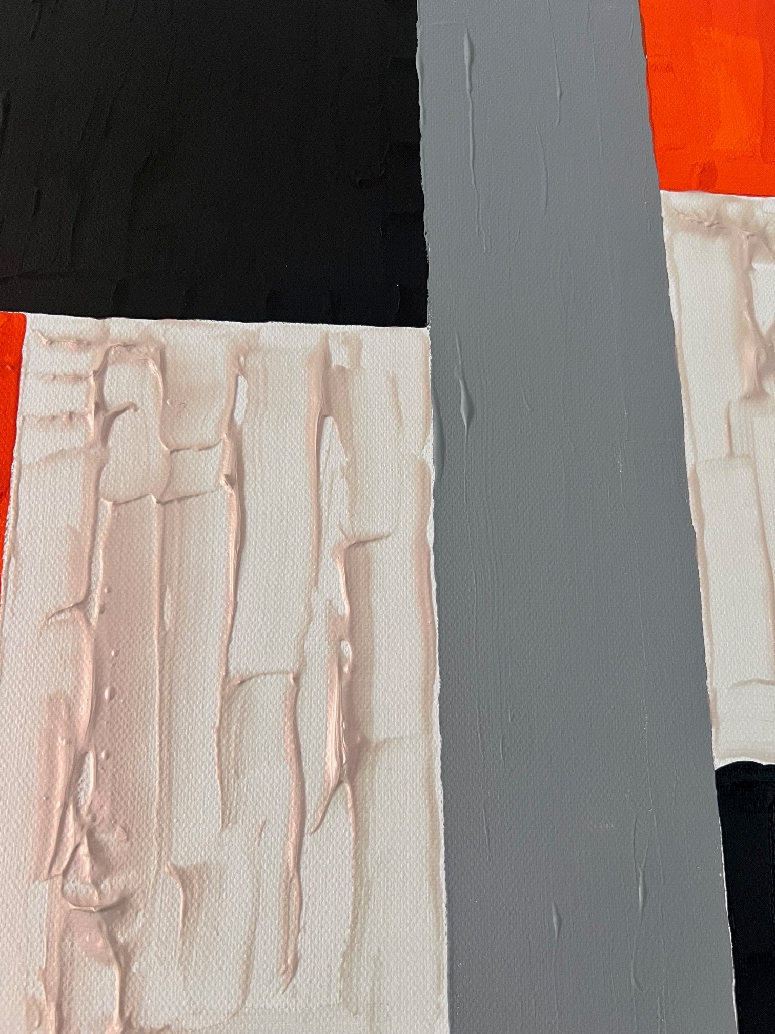 œuvre abstraite moderne blocs orange noir gris texture Biacha