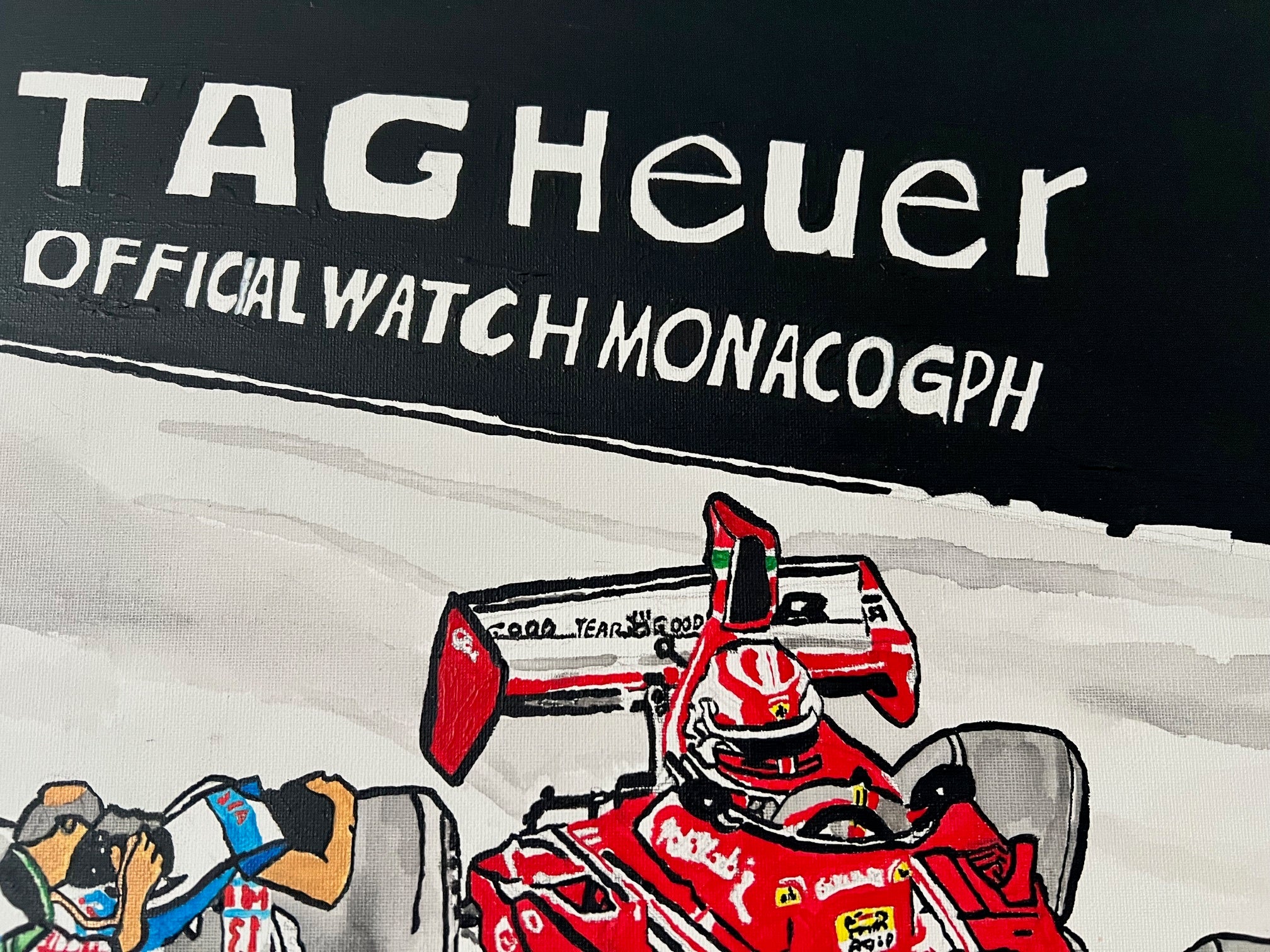 oeuvre unique  Ferrari toile  acrylique toile 65x50cm