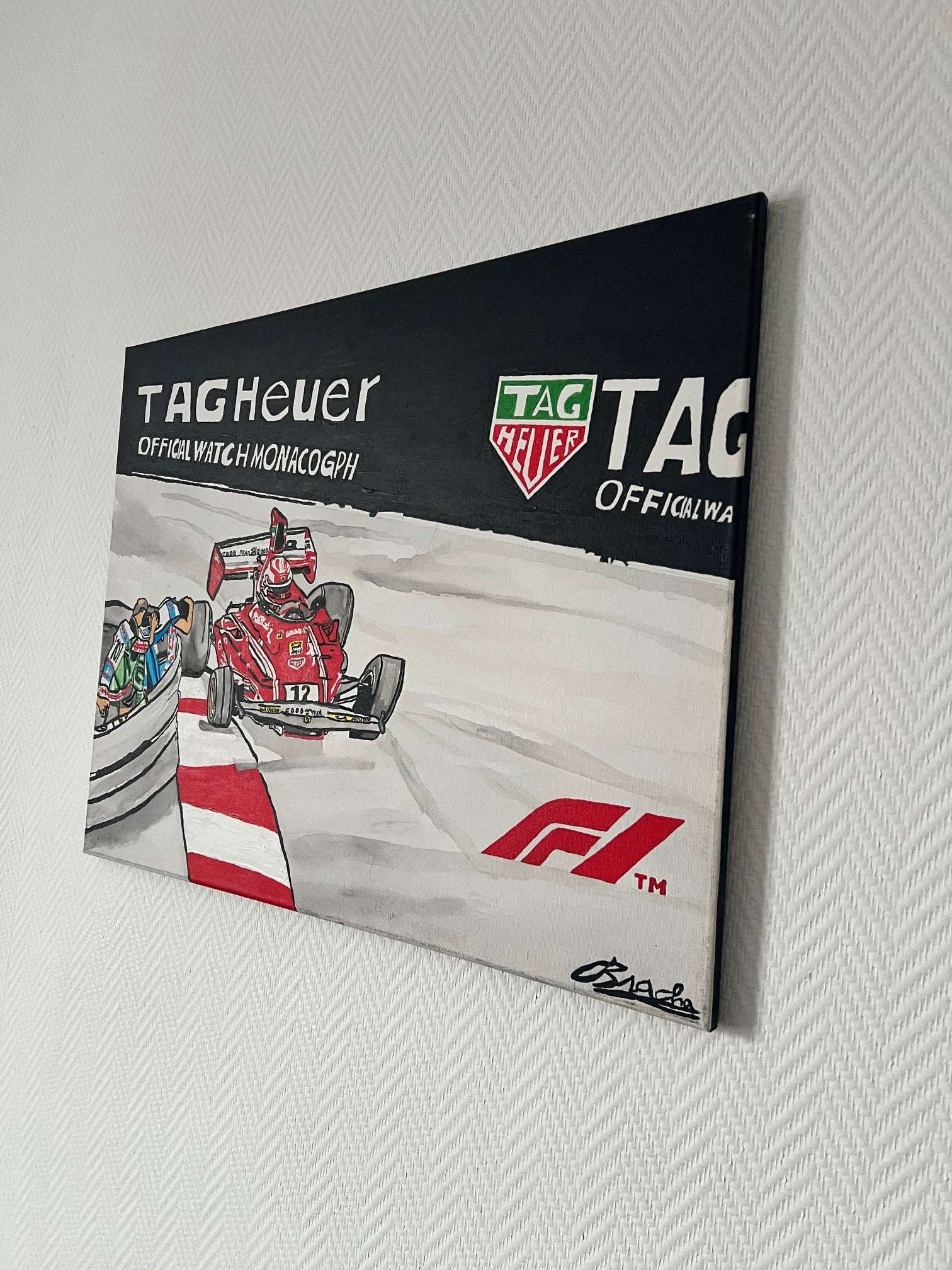 peinture  ferrari F1  Monaco automobile sur toile unique 