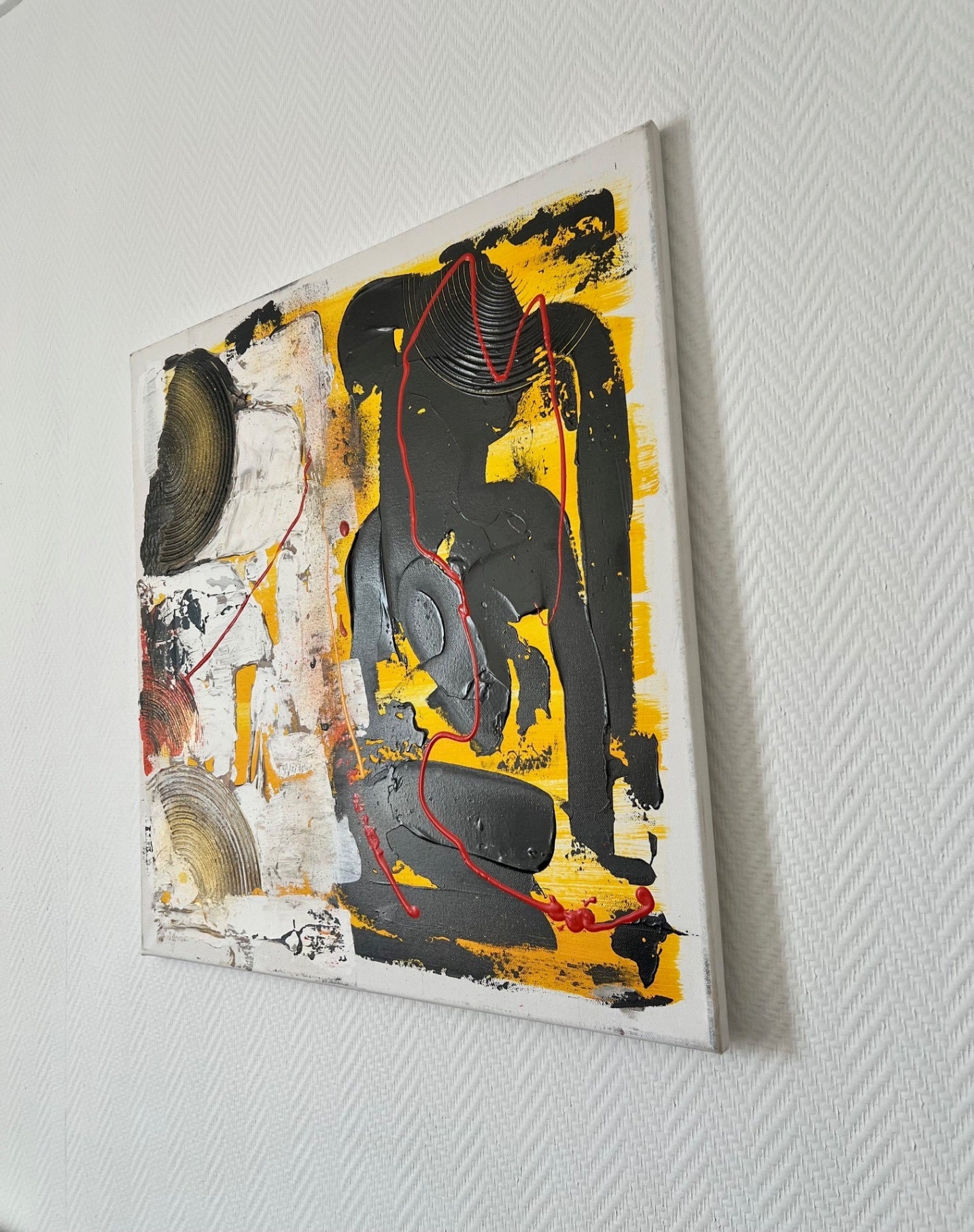 peinture abstraite  faite à la main sur toile  en relief  unique par Biacha 