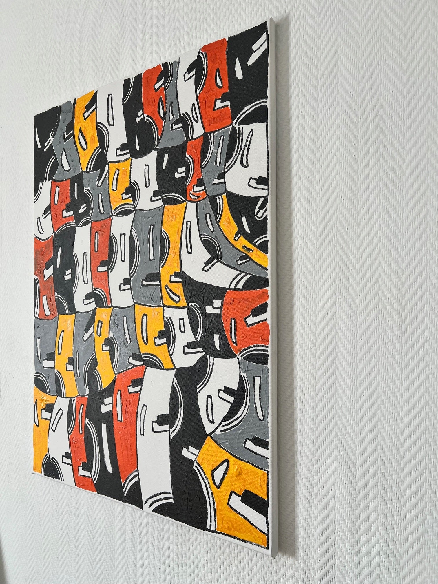 peinture  abstraite  moderne graphique   délavé et relief 