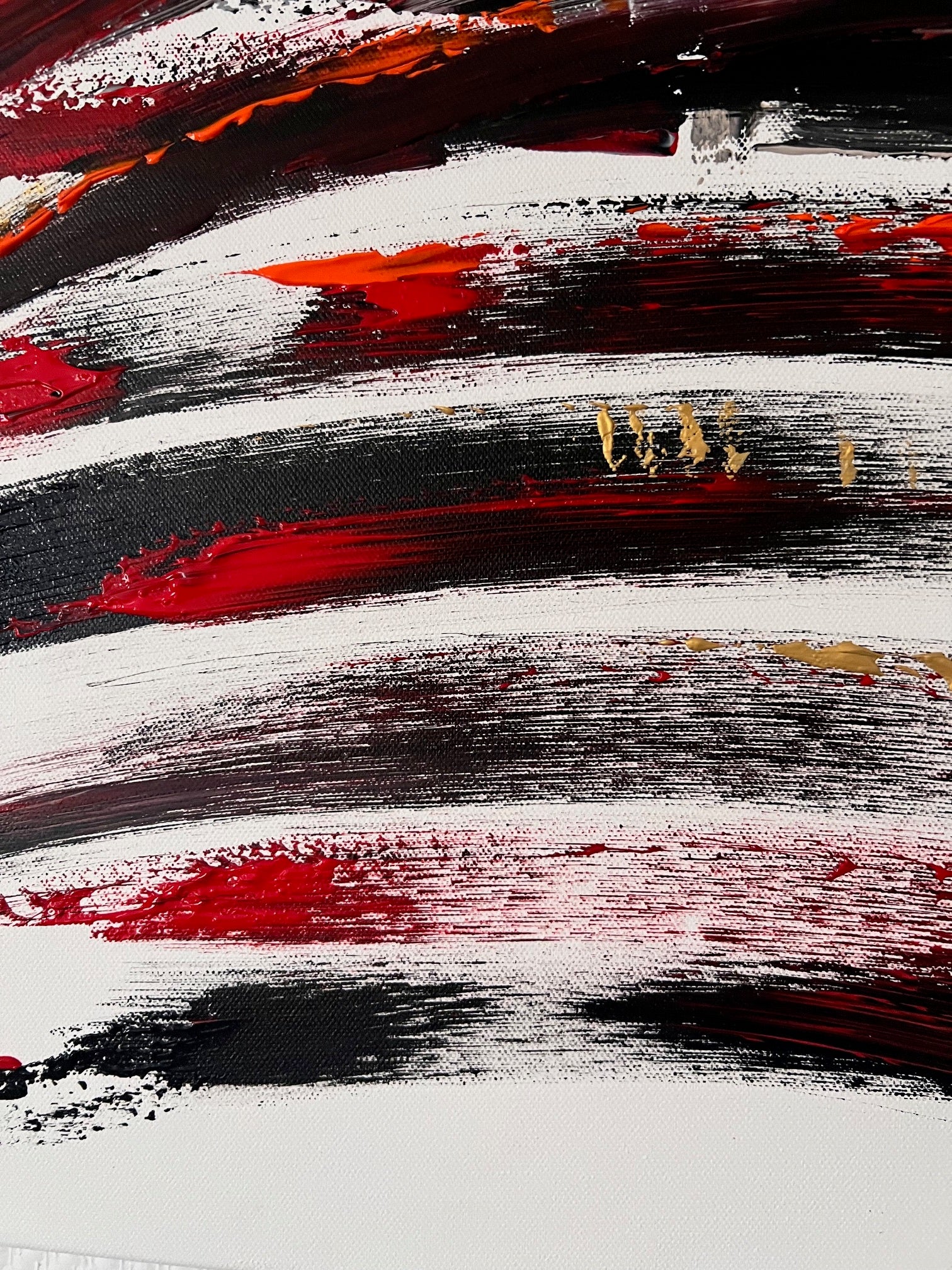 peinture abstraite texturée rouge noir or fait main unique