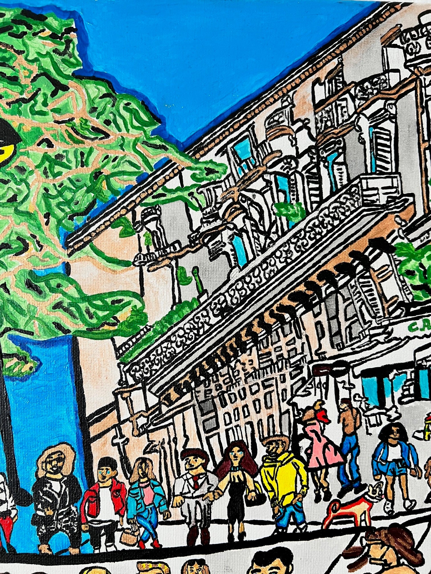 peinture  detail  artistique personnage vie pariseinne  boulevard Saint Germain Biacha