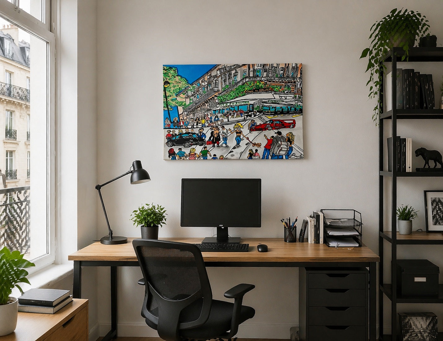 einture_sur_toile_Boulevard_Saint_Germain_Paris_pour_espace_de_travail_reposant