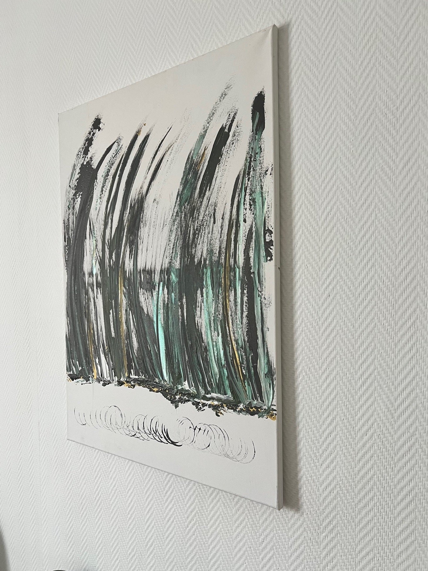 Peinture_sur_toile_fait_main_vert_et_noir_Biacha_artiste_peintre