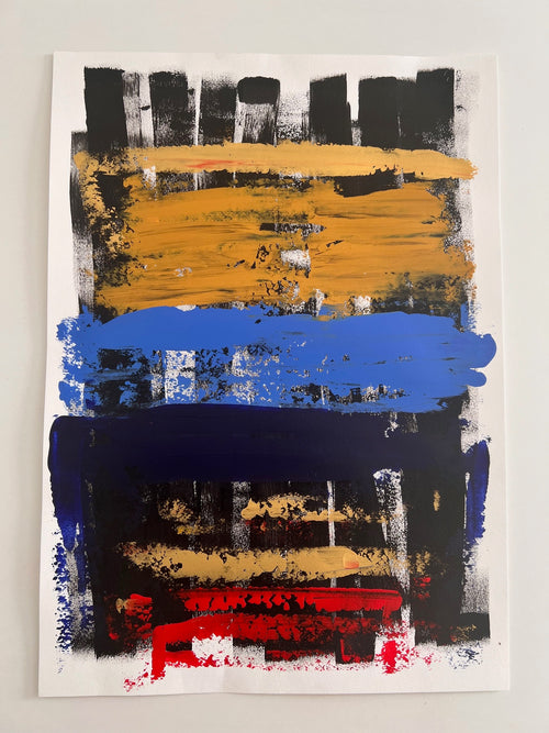 peinture abstraite originale sur papier 400 g fait main Biacha  artiste peintre 