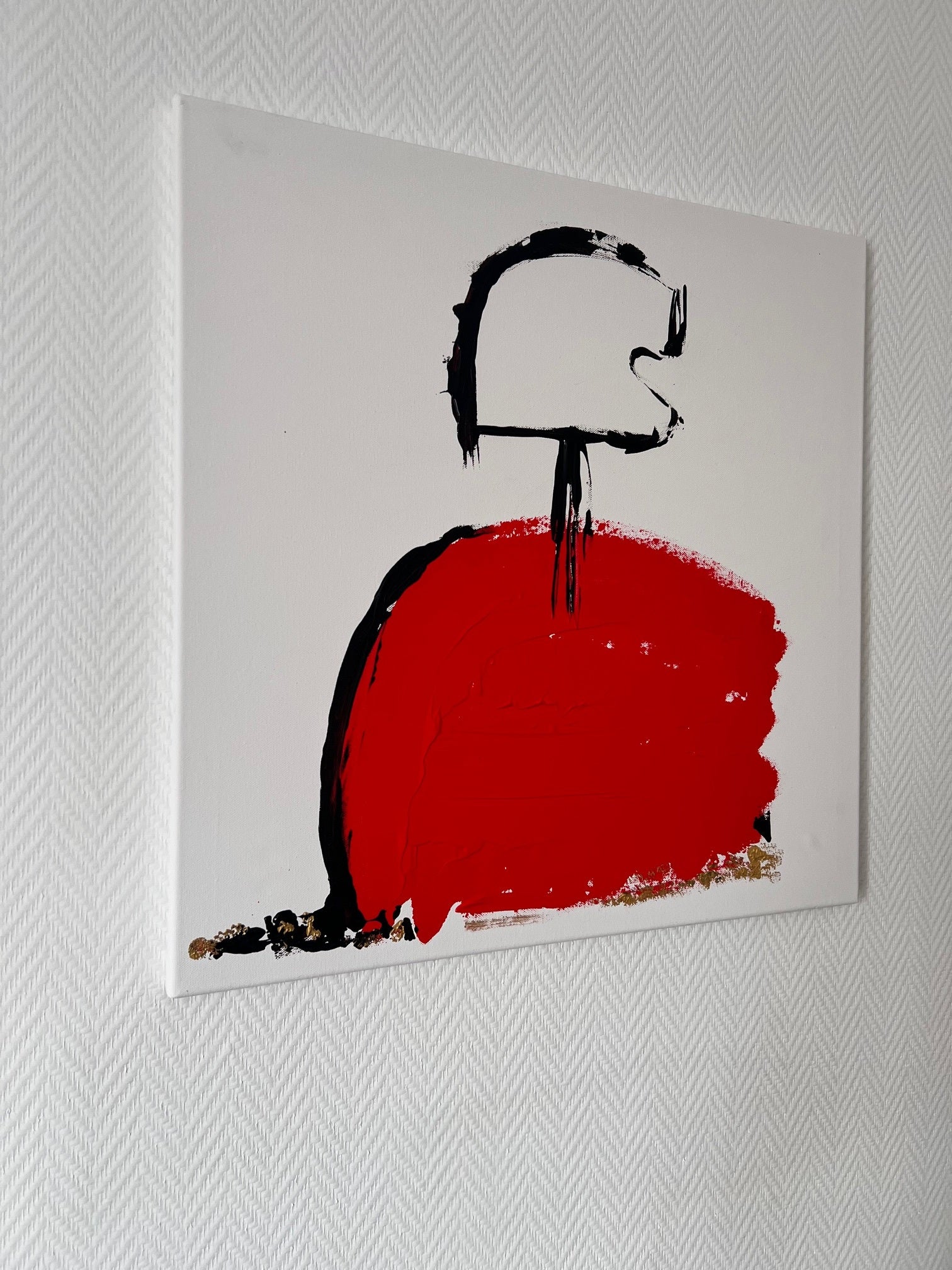texture or en relief tableau moderne 60x60 noir rouge Biacha artiste 