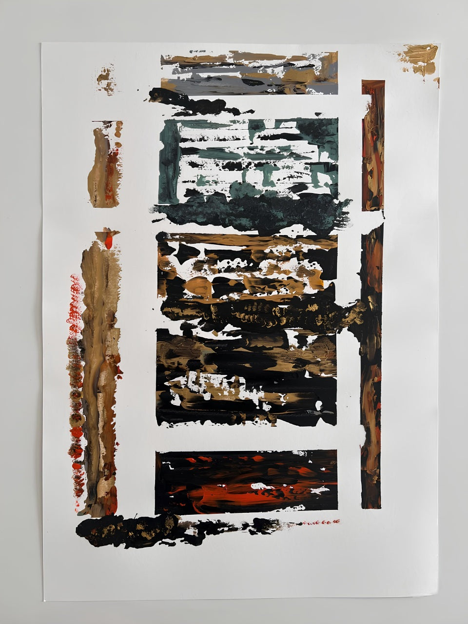 tableau abstrait fait main sur papier facile à encadrer 