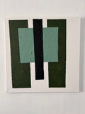 tableau abstrait moderne vert sauge noir texture relief Biacha