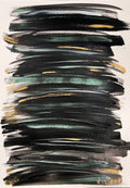 tableau abstrait noir vert et or sur papier peint à la main 