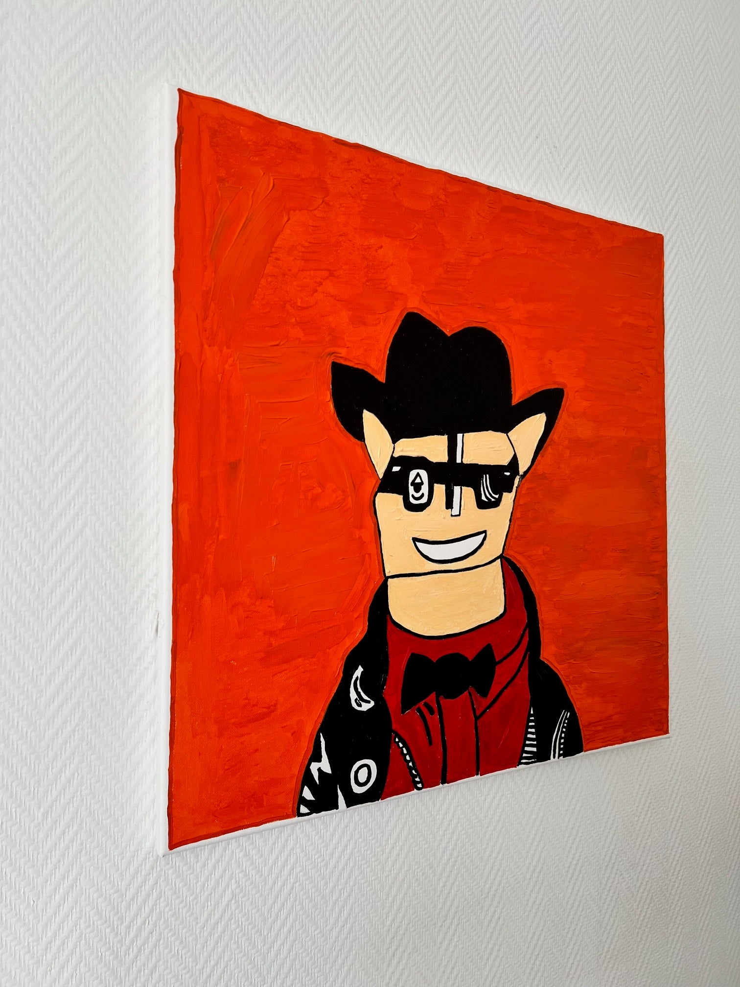 tableau abstrait personnage  couleur noir et rouge sur toile 