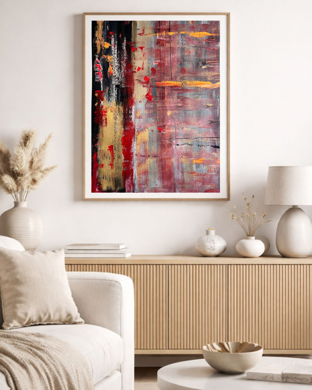 tableau abstrait sur papier 70x50 facile à encadrer 