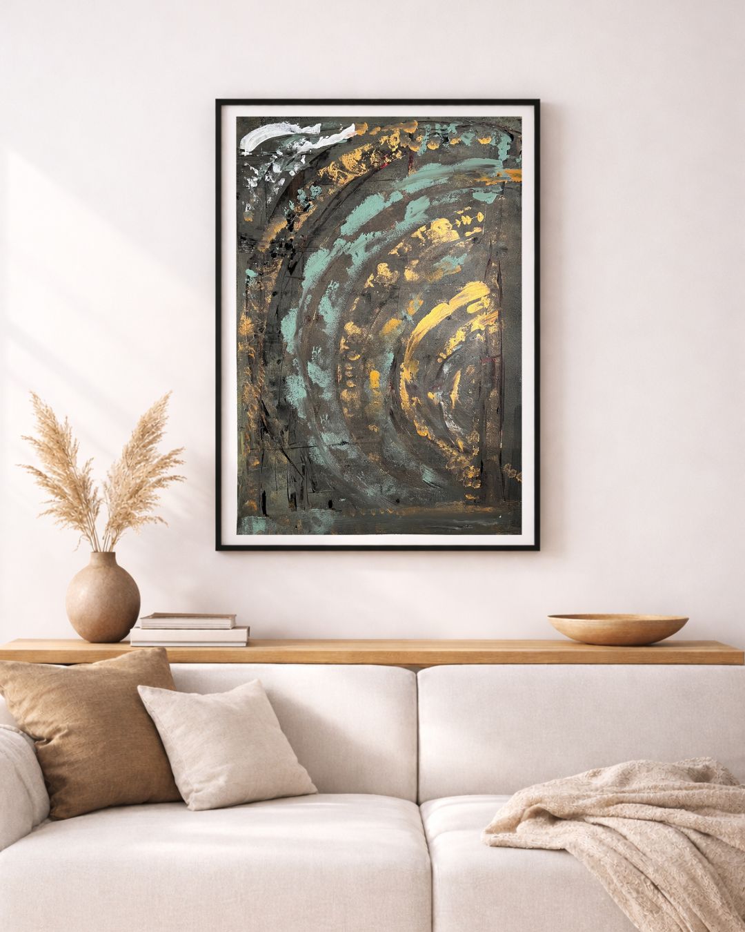 tableau abstrait sur papier  peint à la main 