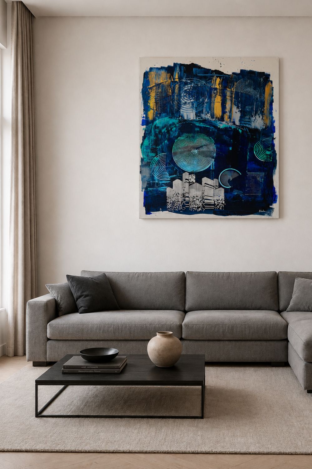 tableau abstrait sur toile  en relief  fait main 