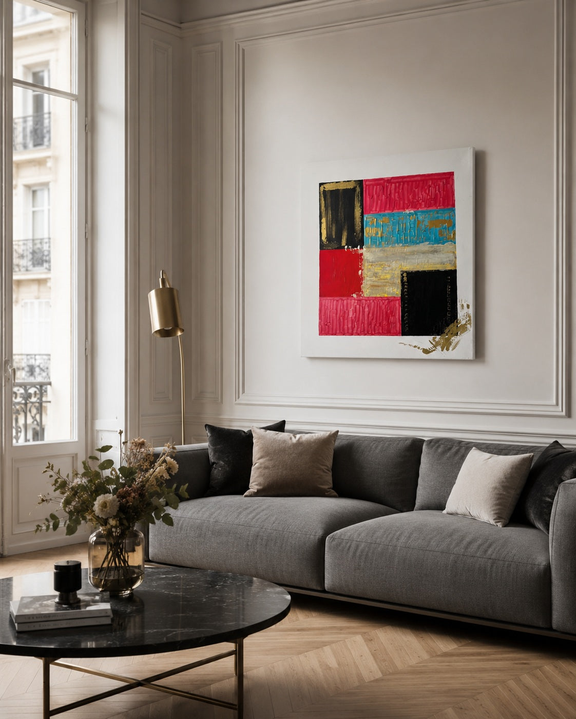 tableau abstrait  sur toile en releif Biacha artiste peintre 