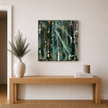 tableau abstrait sur toile fait main peinture acrylique  couleur vert sauge vert sapin 