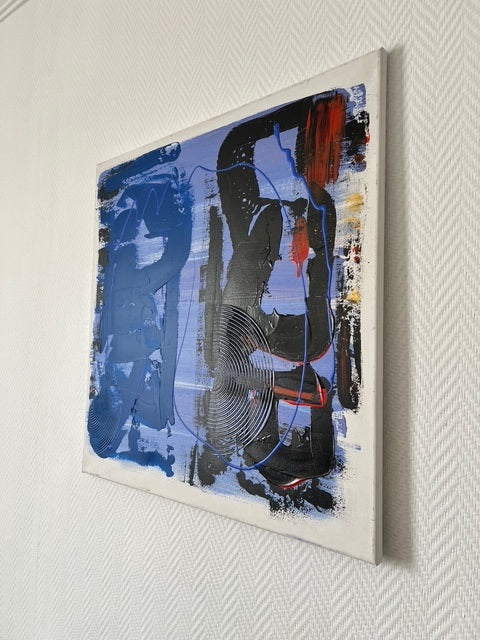 tableau bleu noir  moderne pour salon 