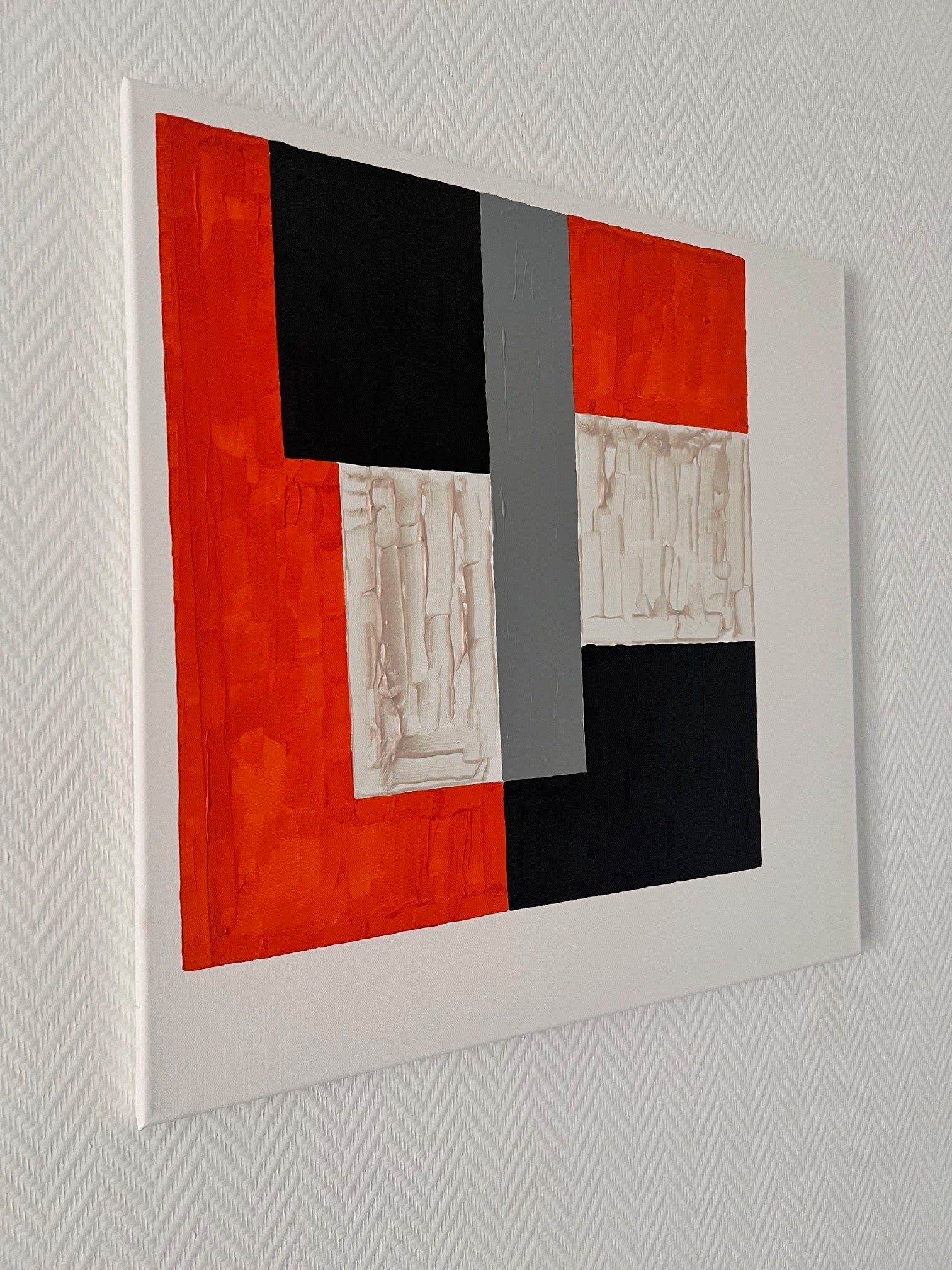 tableau design moderne  noir orange gris structure géométrique en relief