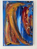 Tableau fait main moderne orange pour salon. Biacha