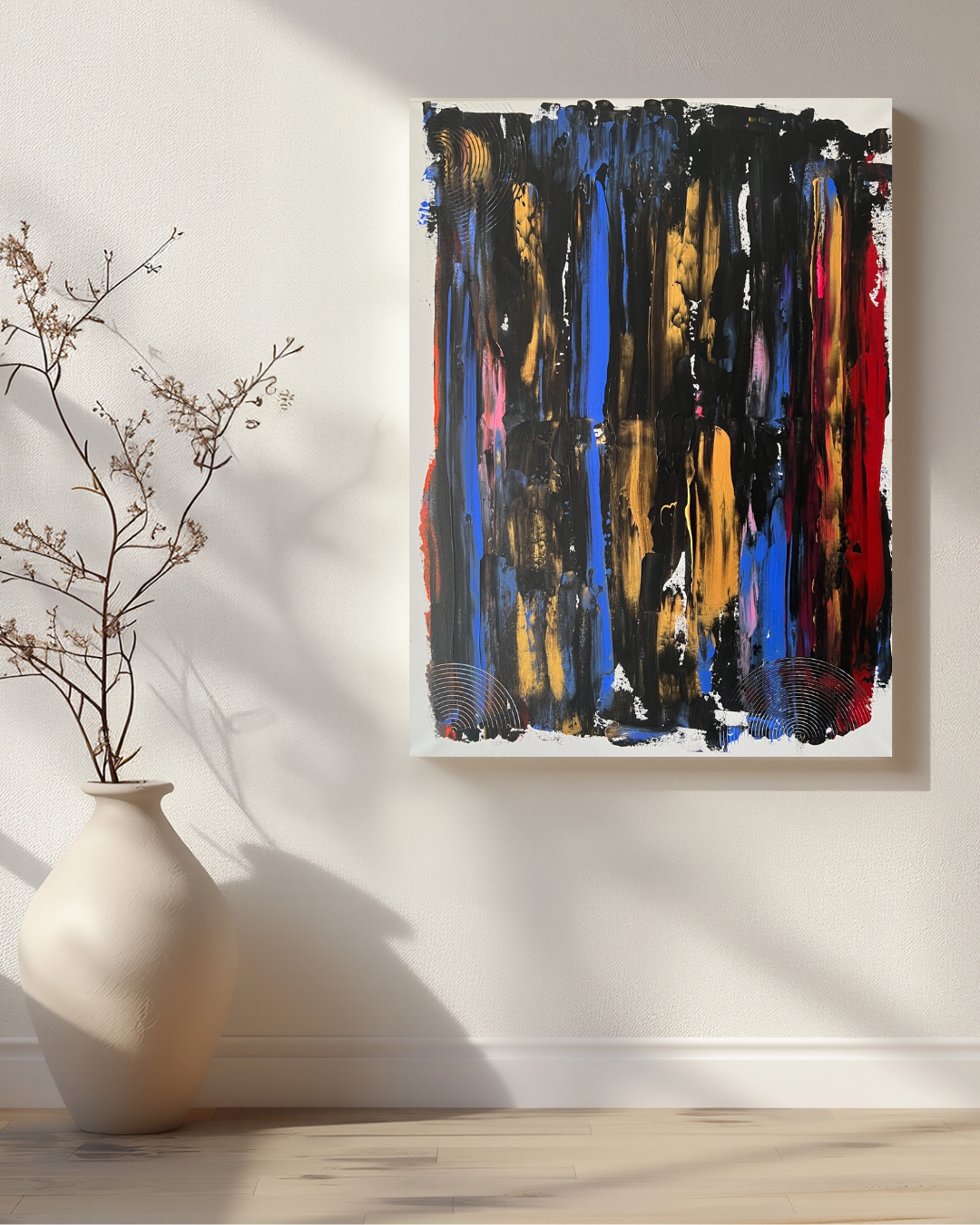 Tableau abstrait moderne fond blanc Lissage
