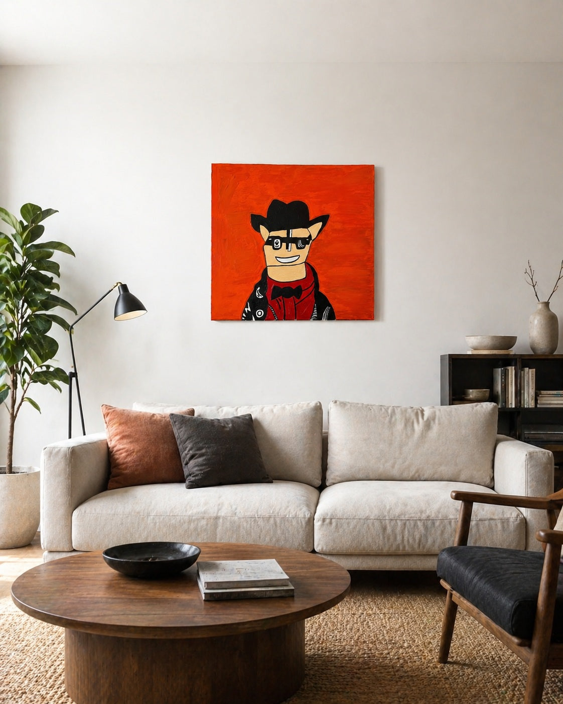 tableau fait main sur toile personnage pop art moderne