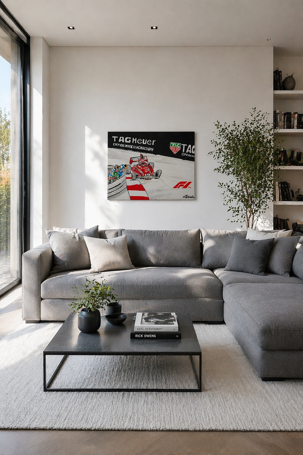 tableau moderne formule1 Ferrari peint à la main  sur toile 