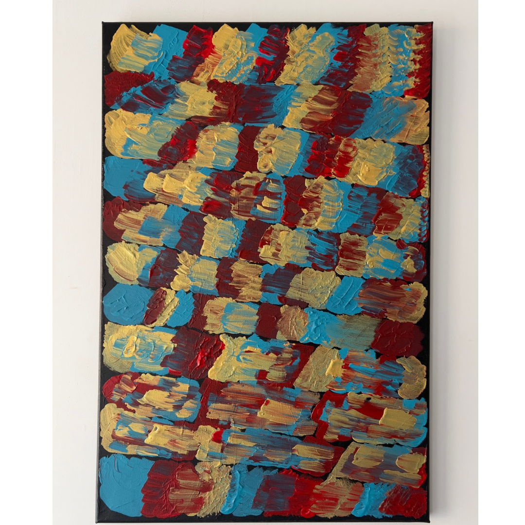 Tableau  abstrait fait à la main or et bleu