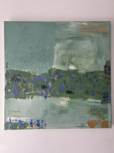 Tableau  zen et reposant  vert et violet  pour salon 