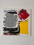 tableau abstrait moderne gris rouge jaune noir Biacha
