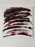tableau abstrait moderne noir rouge orange or Biacha
