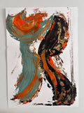 tableau abstrait sur papier  400grs  rigide  haute qualité - biacha