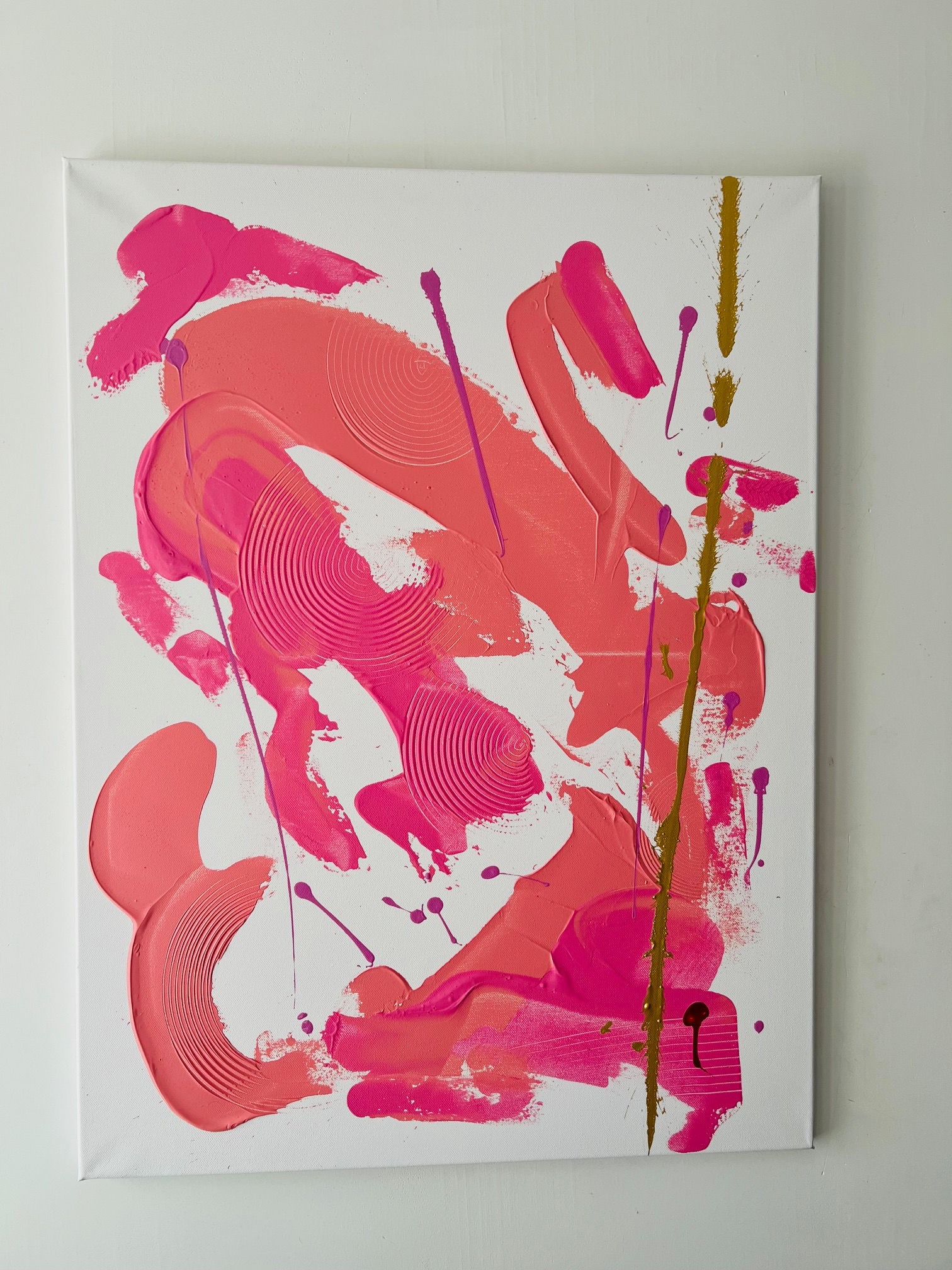 Tableau abstrait rose – Peinture acrylique faite main