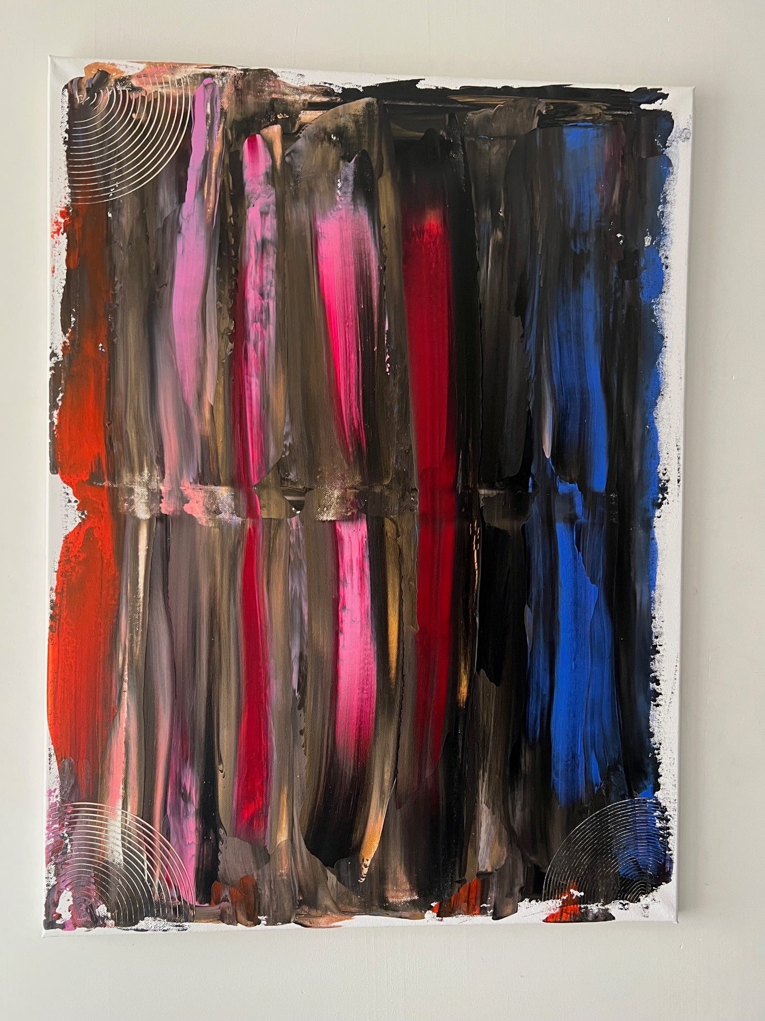 Tableau abstrait acrylique multicolore