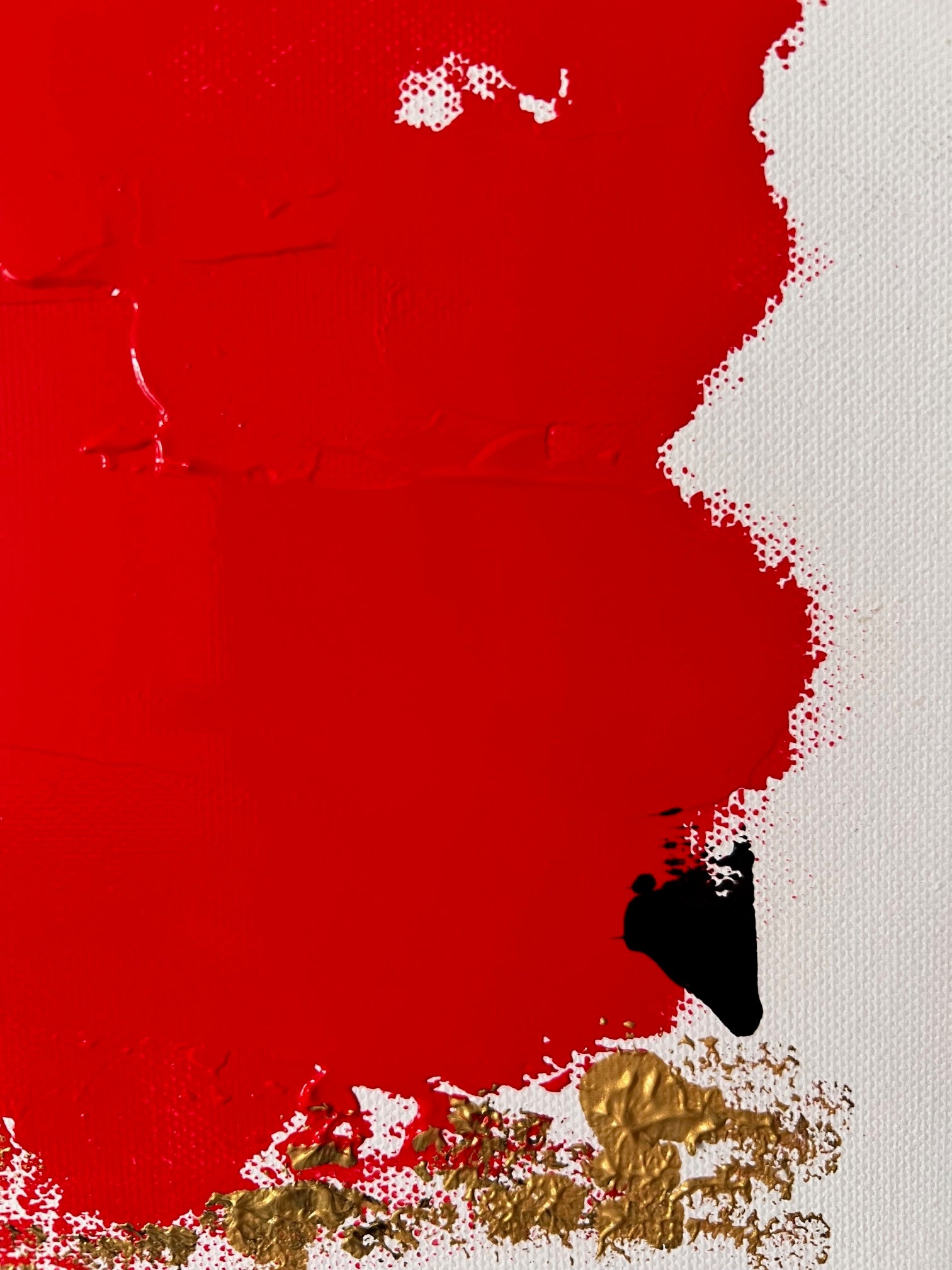 profondeur et matière tableau abstrait 60x60 noir rouge or
