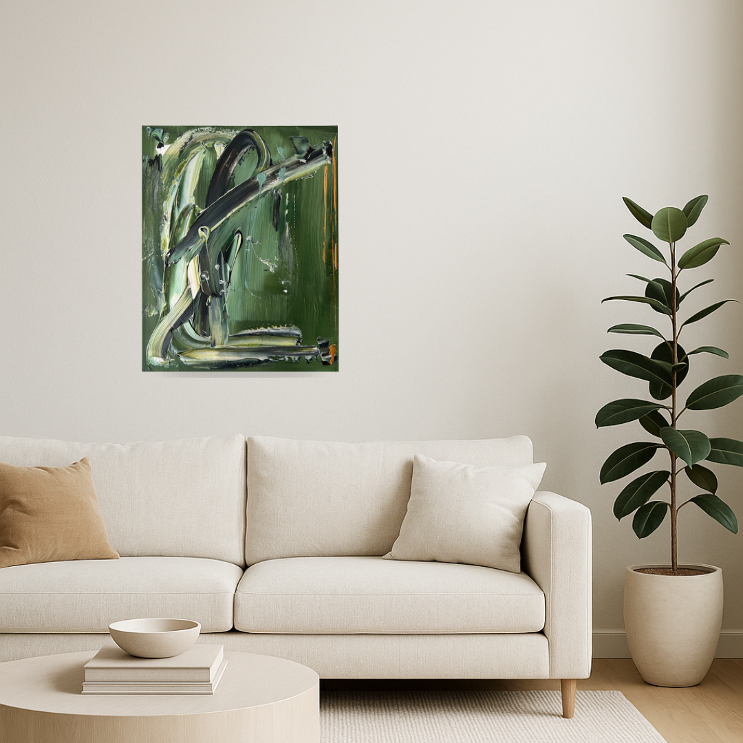 Art mural contemporain doré et beige, peinture abstraite moderne idéale pour décoration intérieure chic.