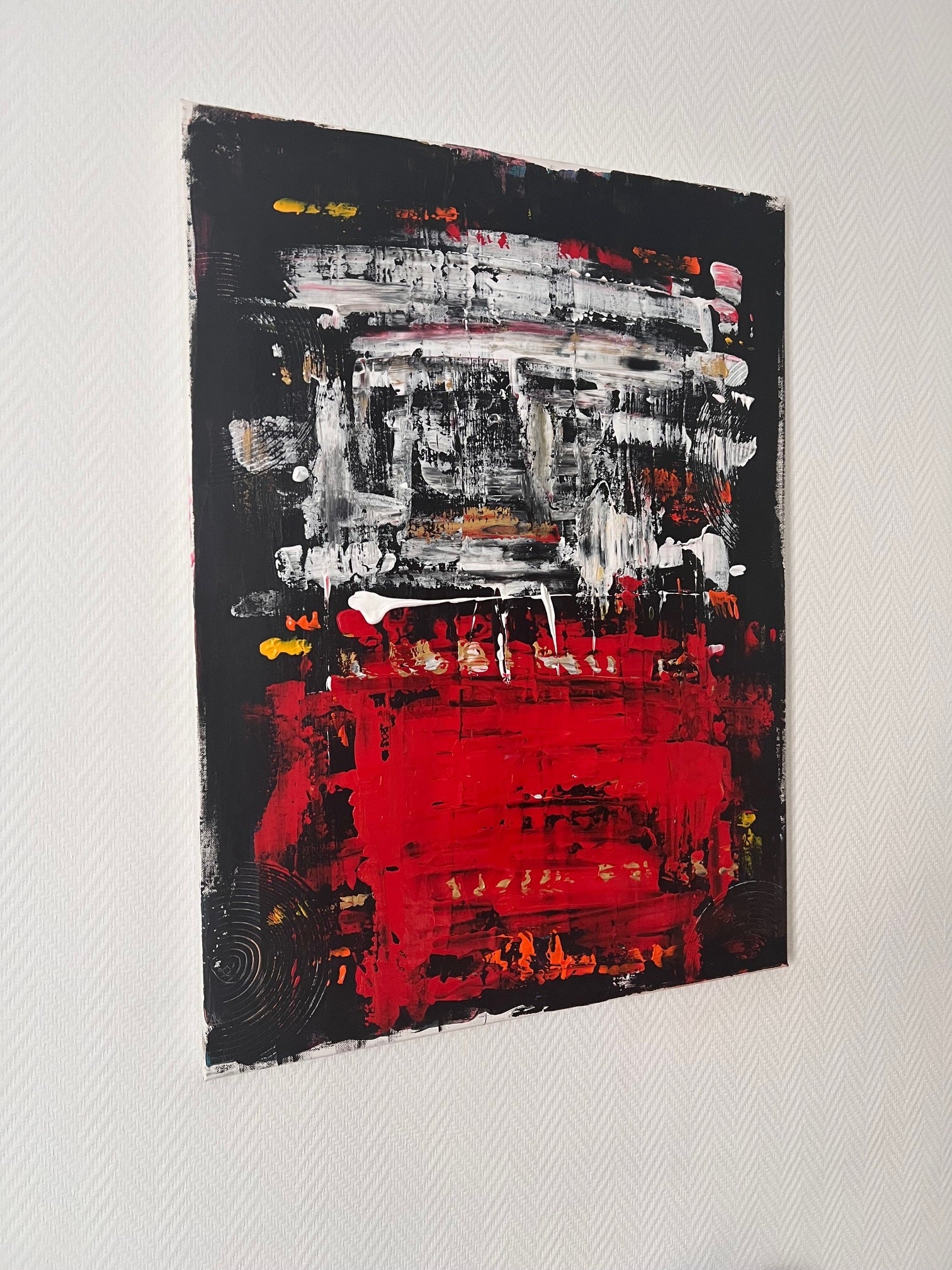 composition abstraite structurée tableau mural contemporain en relief 80x60cm 