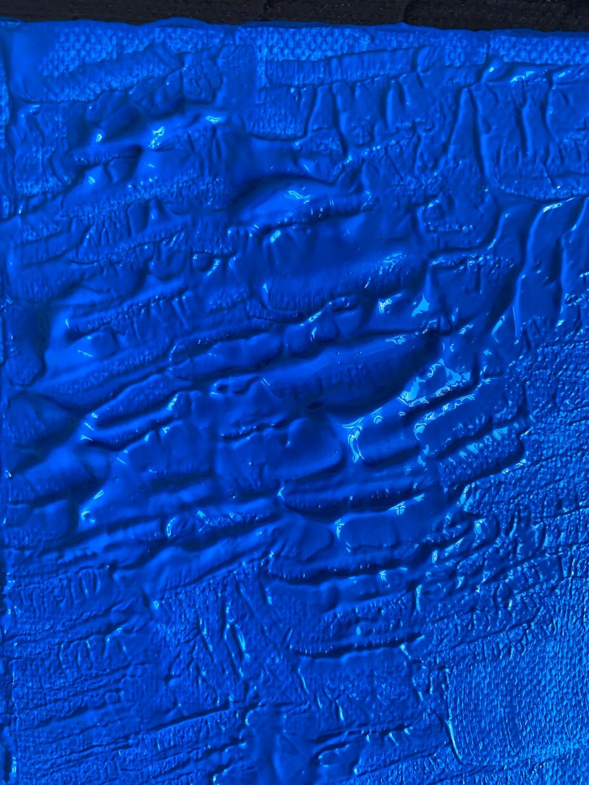 bleu vibrant en relief tableau abstrait mural moderne 