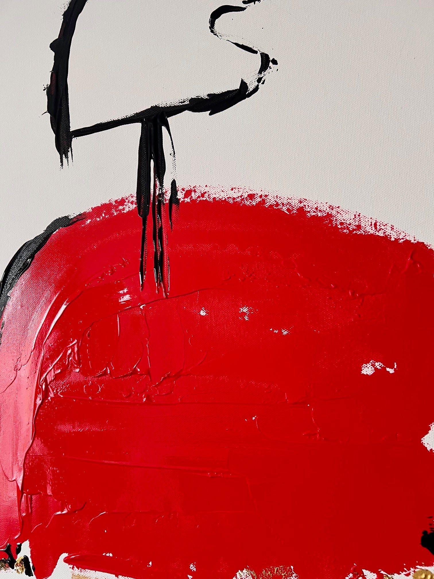 geste noir dynamique inspiré coureur Formule 1 tableau abstrait moderne  couleur rouge -Biacha