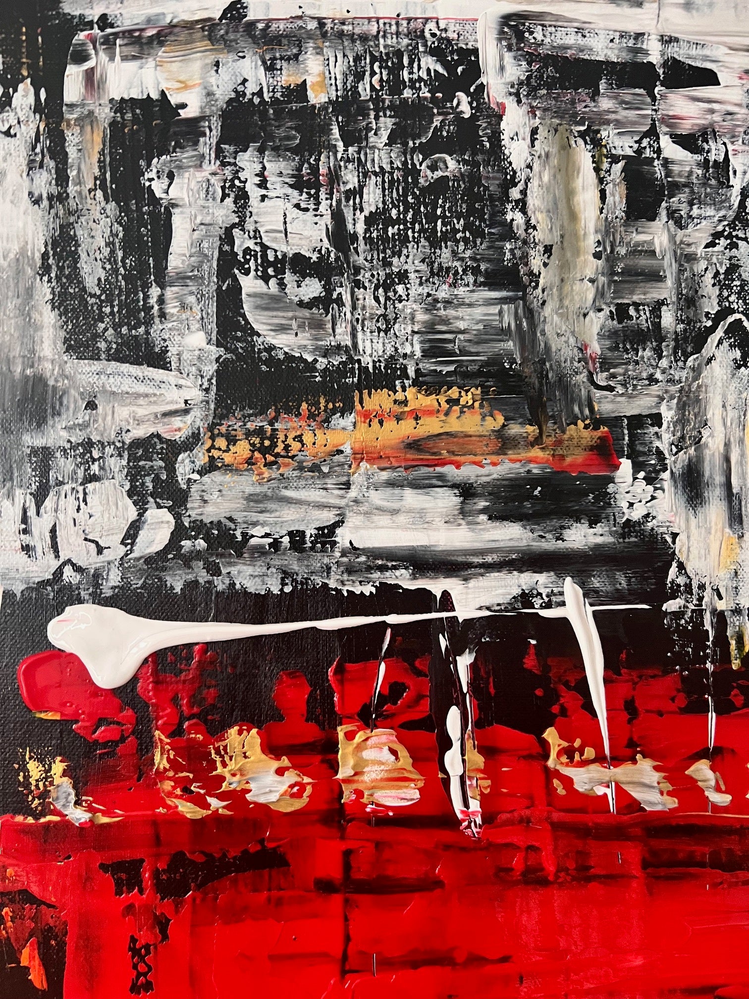 détail rouge en relief tableau abstrait moderne art mural design